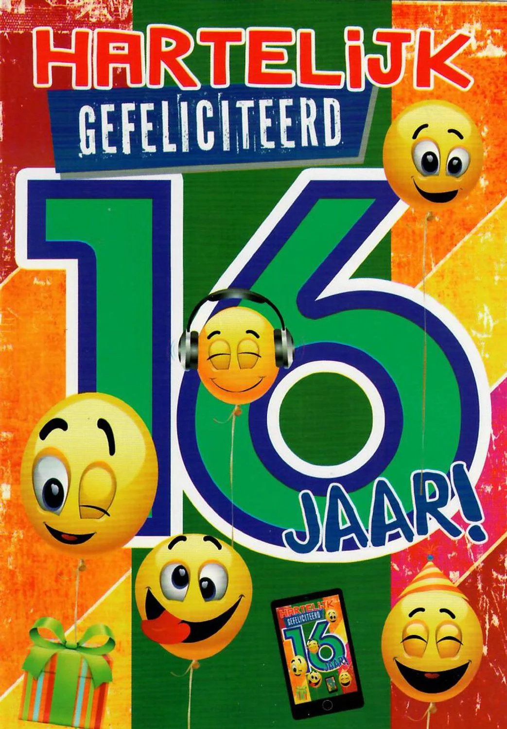 Verjaardagskaart 16 Jaar - Wenskaart Verjaardag - Kaart 16 Jaar