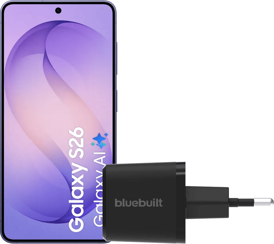 Samsung Galaxy S26 512GB Donkerblauw 5G + BlueBuilt Oplader 65 Watt Zwart
