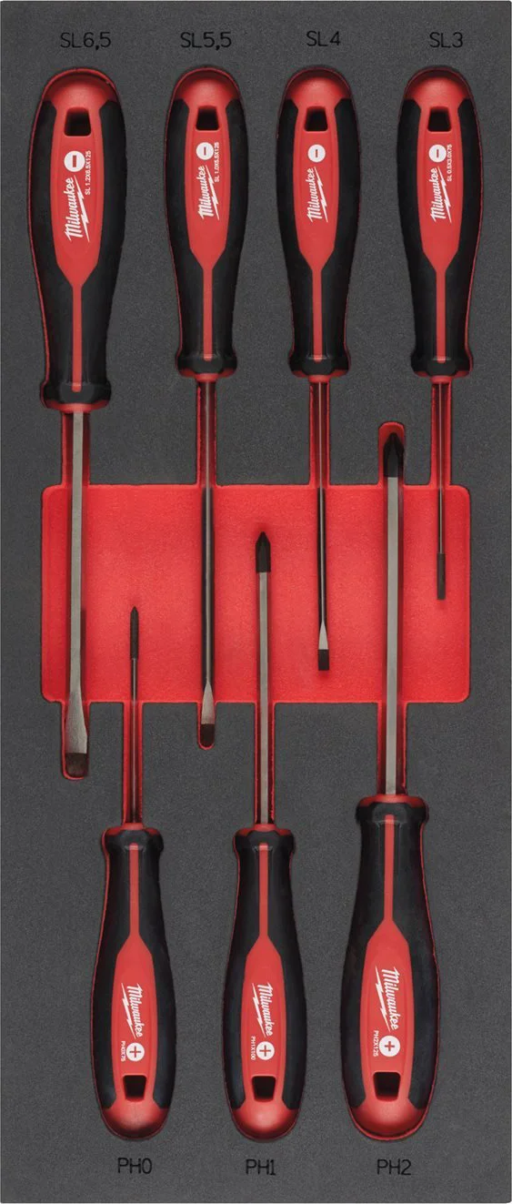 Milwaukee TOOLGUARD™ Foam inlay Tri-Lobe schroevendraaierset Sleuf/Philips 7-delig - 4932492394