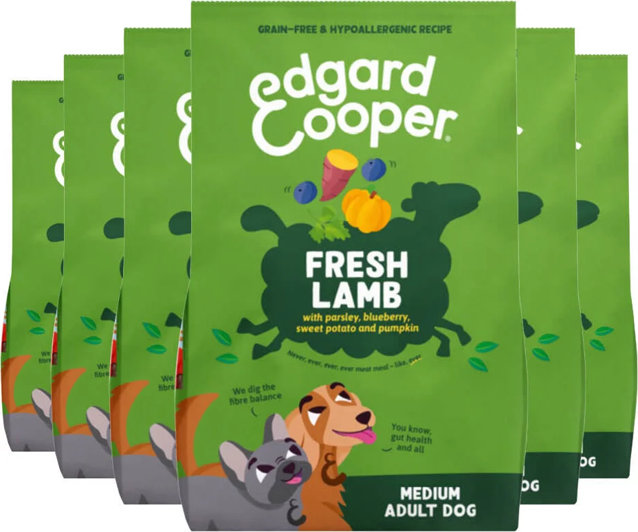 6x Edgard & Cooper Hondenvoer Droog Lam Medium 1 kg
