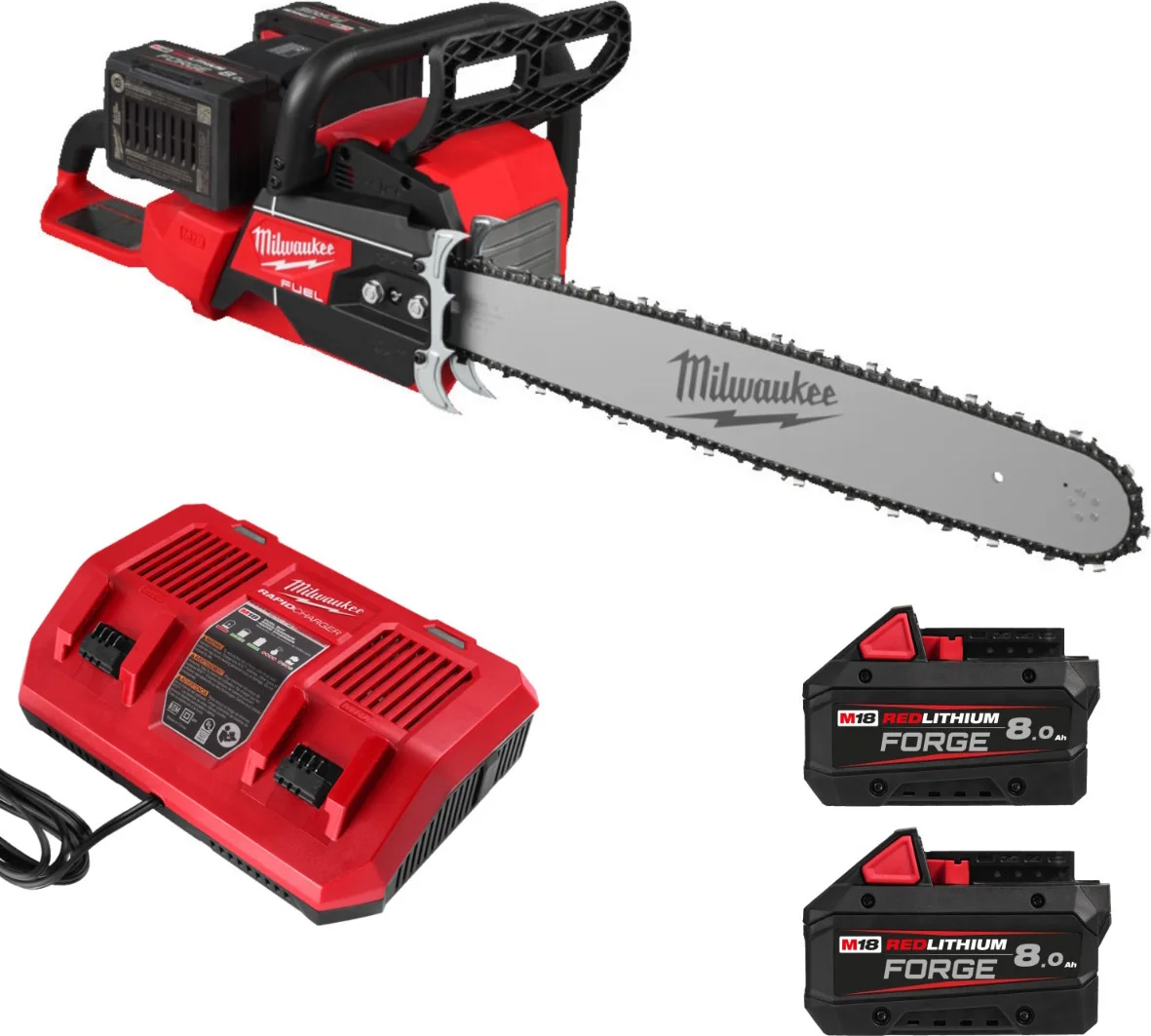 Milwaukee M18 FUEL™ F2CHS50-802 Accu Kettingzaag 50cm 2x18V 8.0Ah FORGE™ - 4933480121