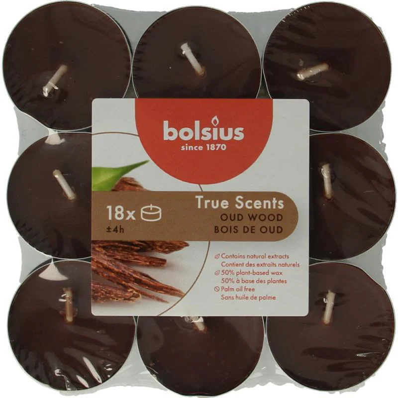 Bolsius True Scents Oud Wood Geurtheelichten 18ST