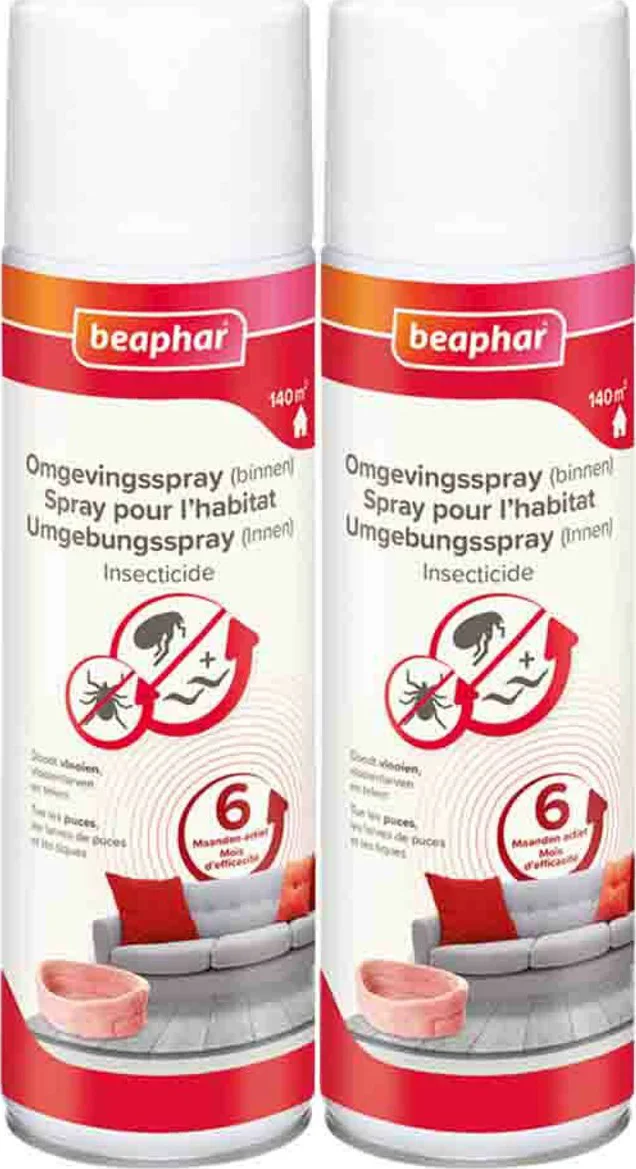 2x Beaphar Vlooienmiddel Omgevingsspray 500 ml