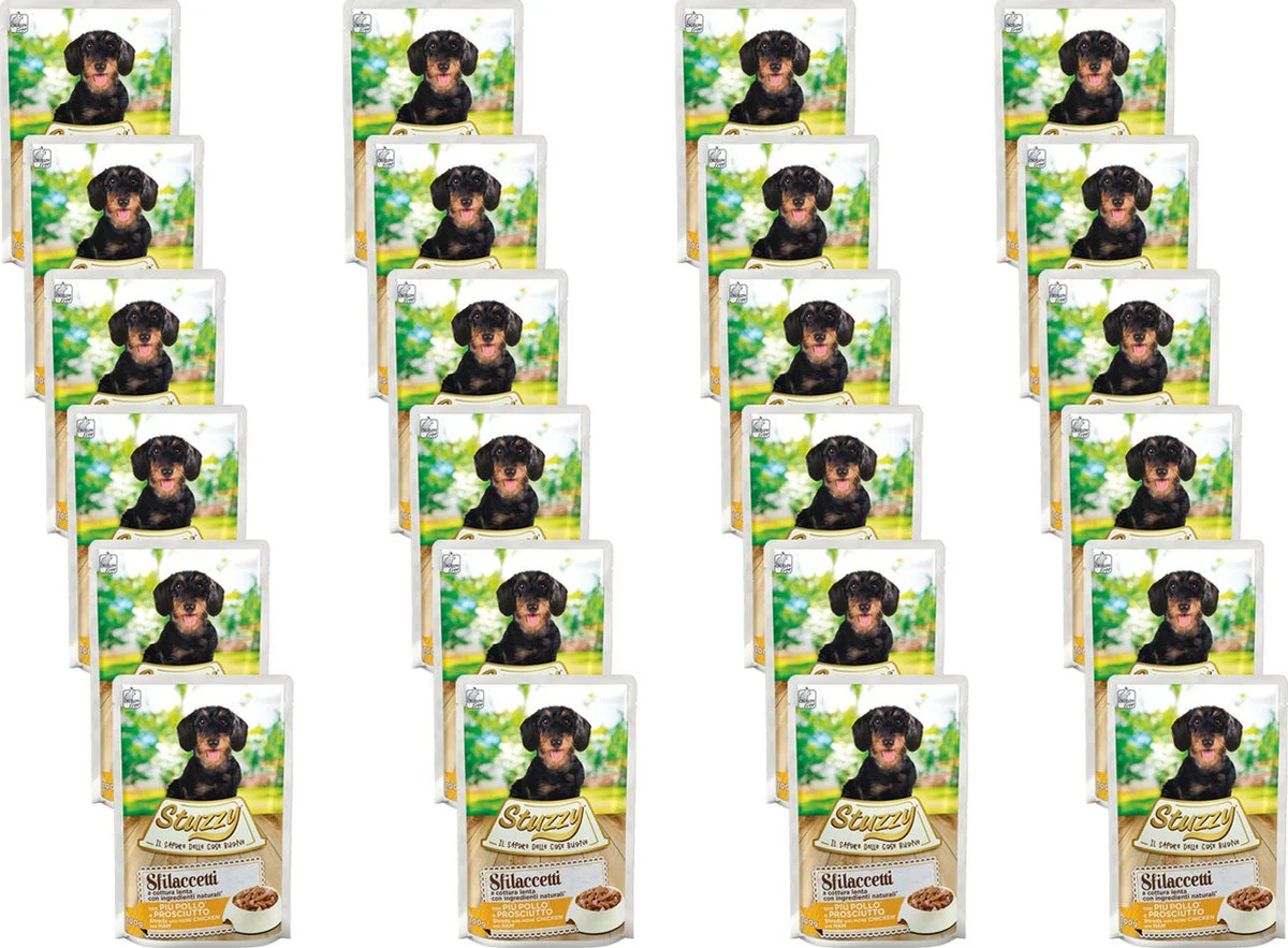 24x Stuzzy Hond Shreds Kip - Ham 100 gr