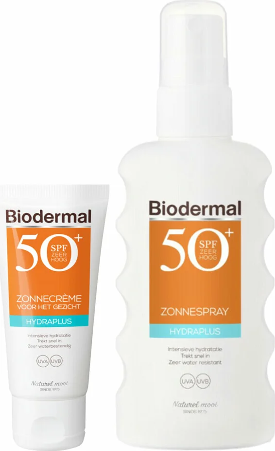 Biodermal SPF50 Lichaam en Gezicht Hydraterende Zonnebescherming Pakket
