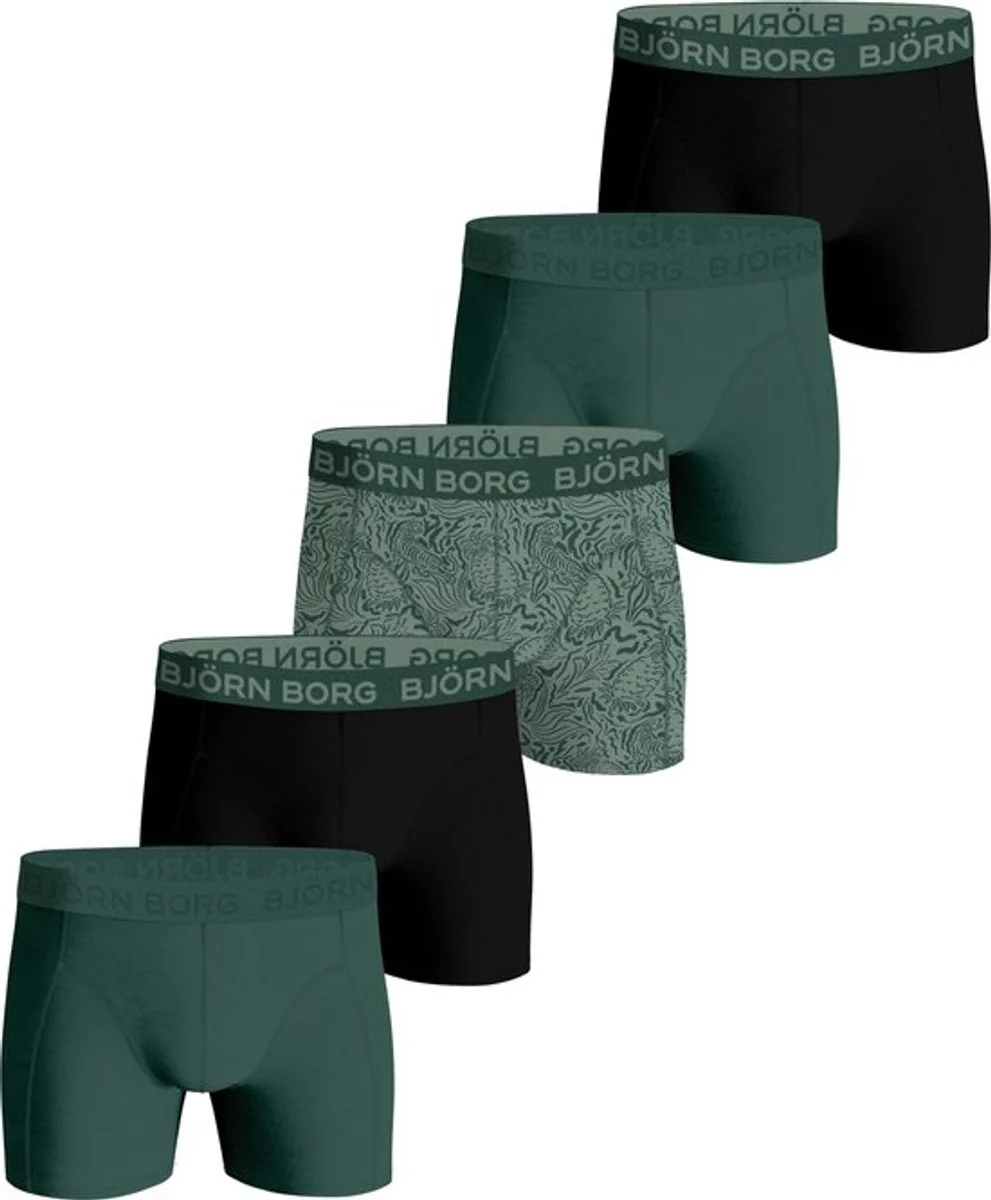 Björn Borg Cotton Stretch Boxershort Heren Groen - 5 stuks - Heren onderbroeken - Boxer - Maat XL