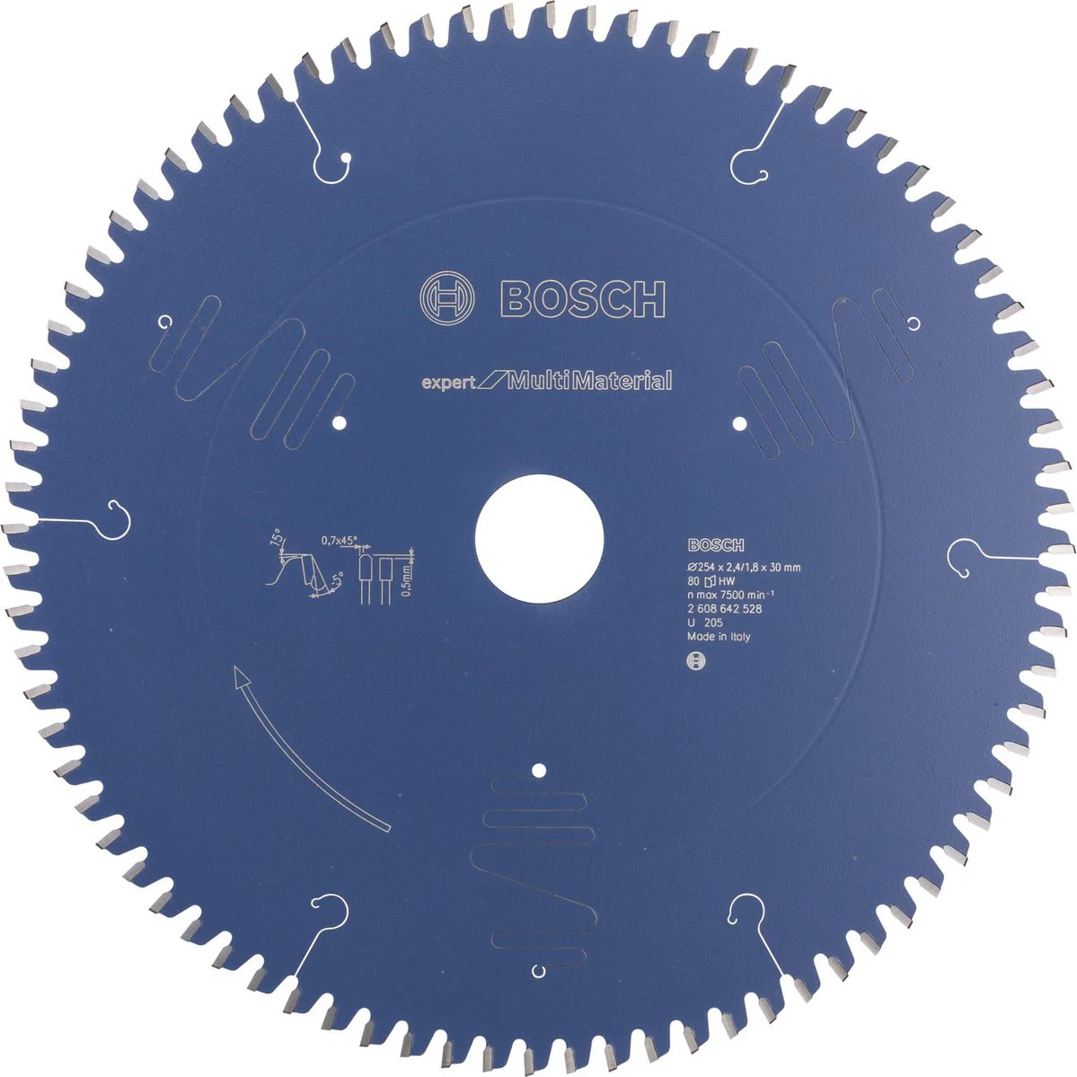 Bosch Professional EXPERT Multi Material Cirkelzaagblad | 254 x 2,4 x 30 mm 80-tands - 2608642528