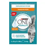 4x Purina ONE Kattenvoer Nat Hydralife Adult Kip 6 x 50 gr
