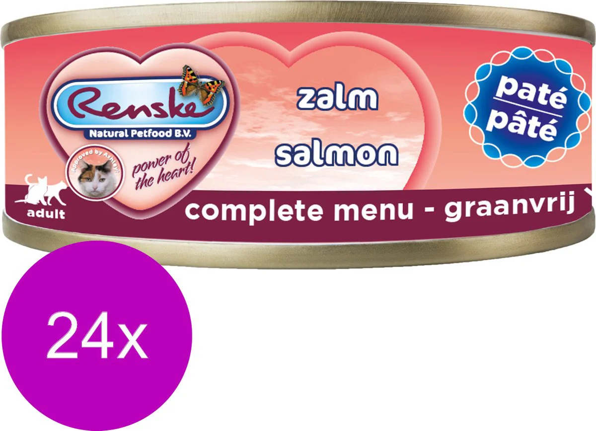 24x Renske Paté Kattenvoer Nat Zalm 70 gr