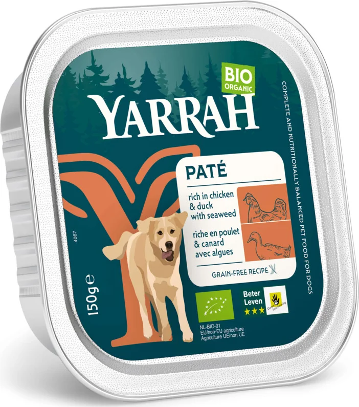Yarrah Bio Alu Paté Grainfree Hondenvoer Nat Kip & Eend 150 gr