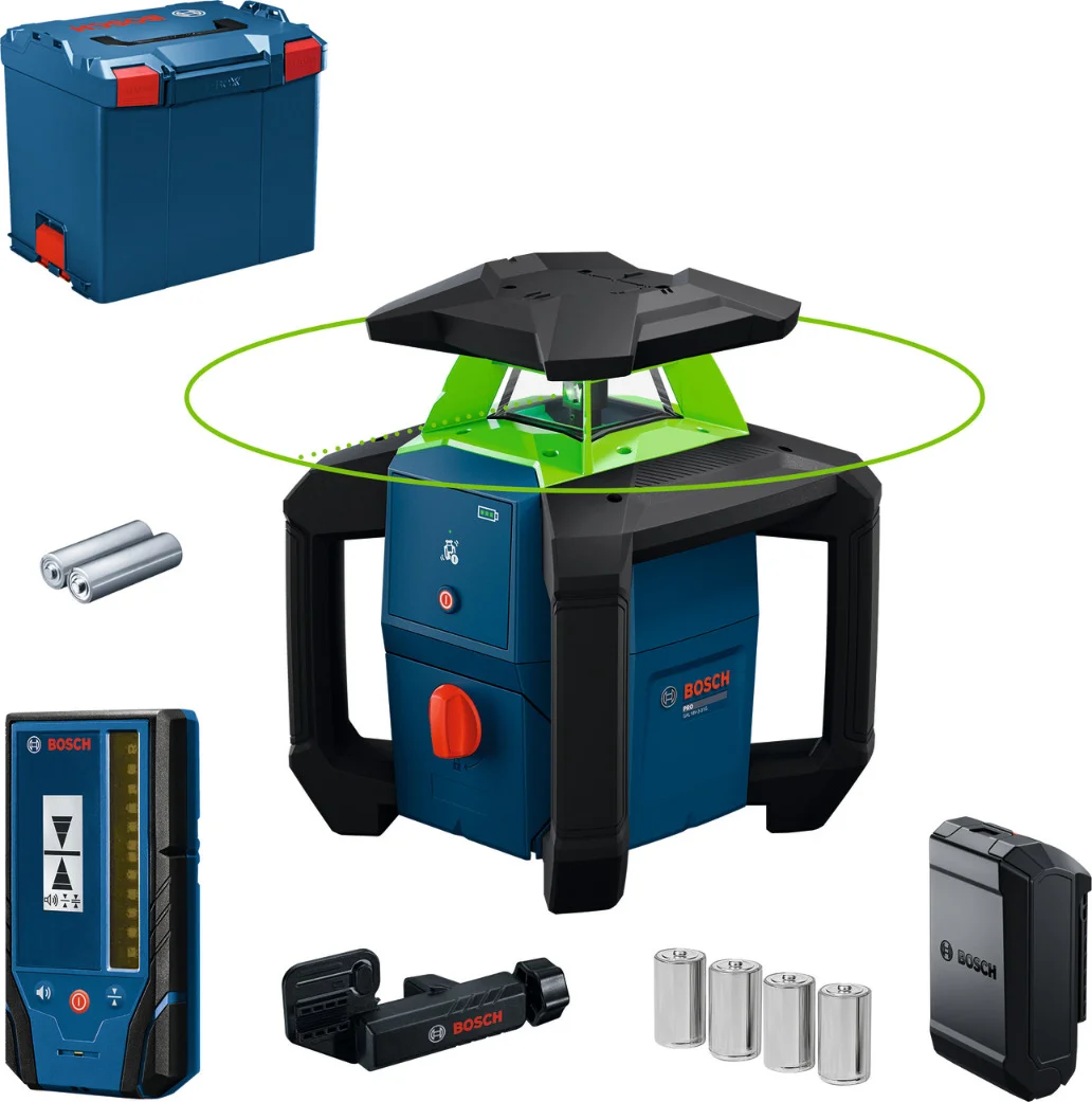 Bosch Professional GRL 18V-3-31 G Accu rotatielaser groen + LR3-2 ontvanger 18V Basic Body in L-Boxx - 0601061G01