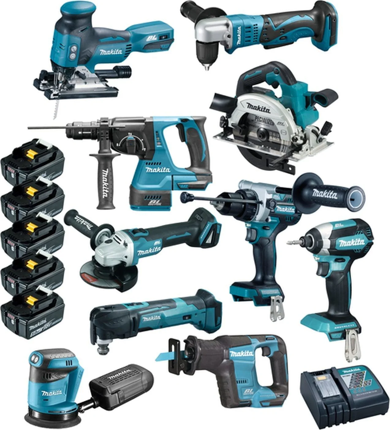Makita DLX1036TJ1 Accu Combiset 10-delig 18V 5.0Ah in Mbox