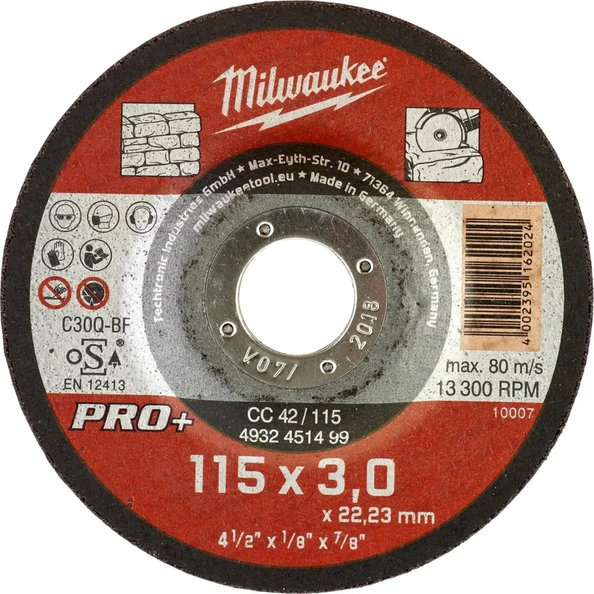 Milwaukee Steendoorslijpschijven 115mm PRO+ CC 42 - 4932451499
