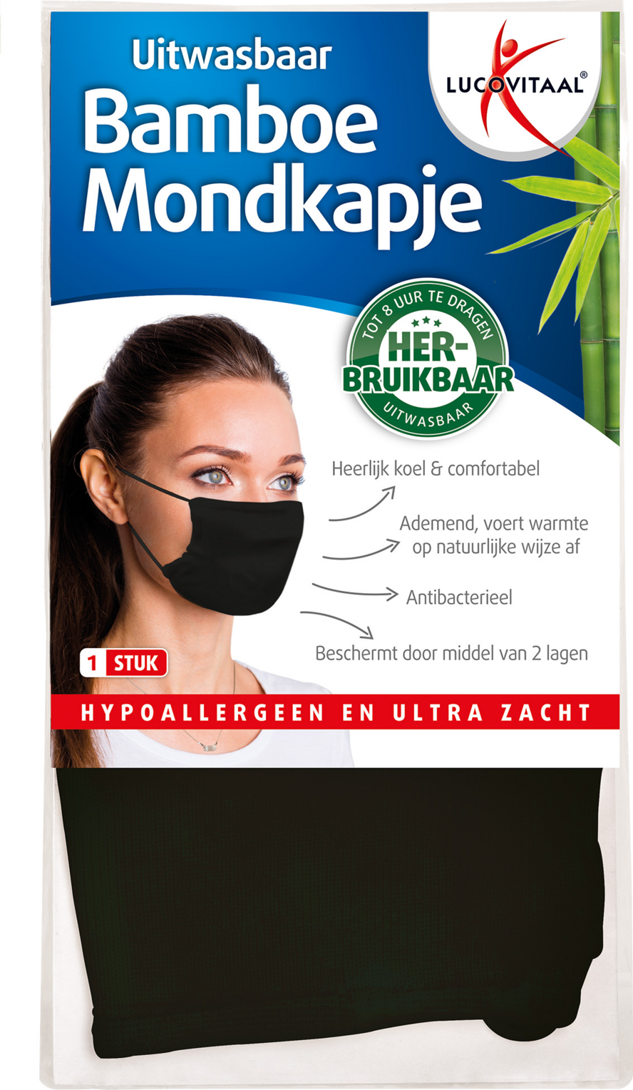 Lucovitaal Bamboe Mondkapje Zwart
