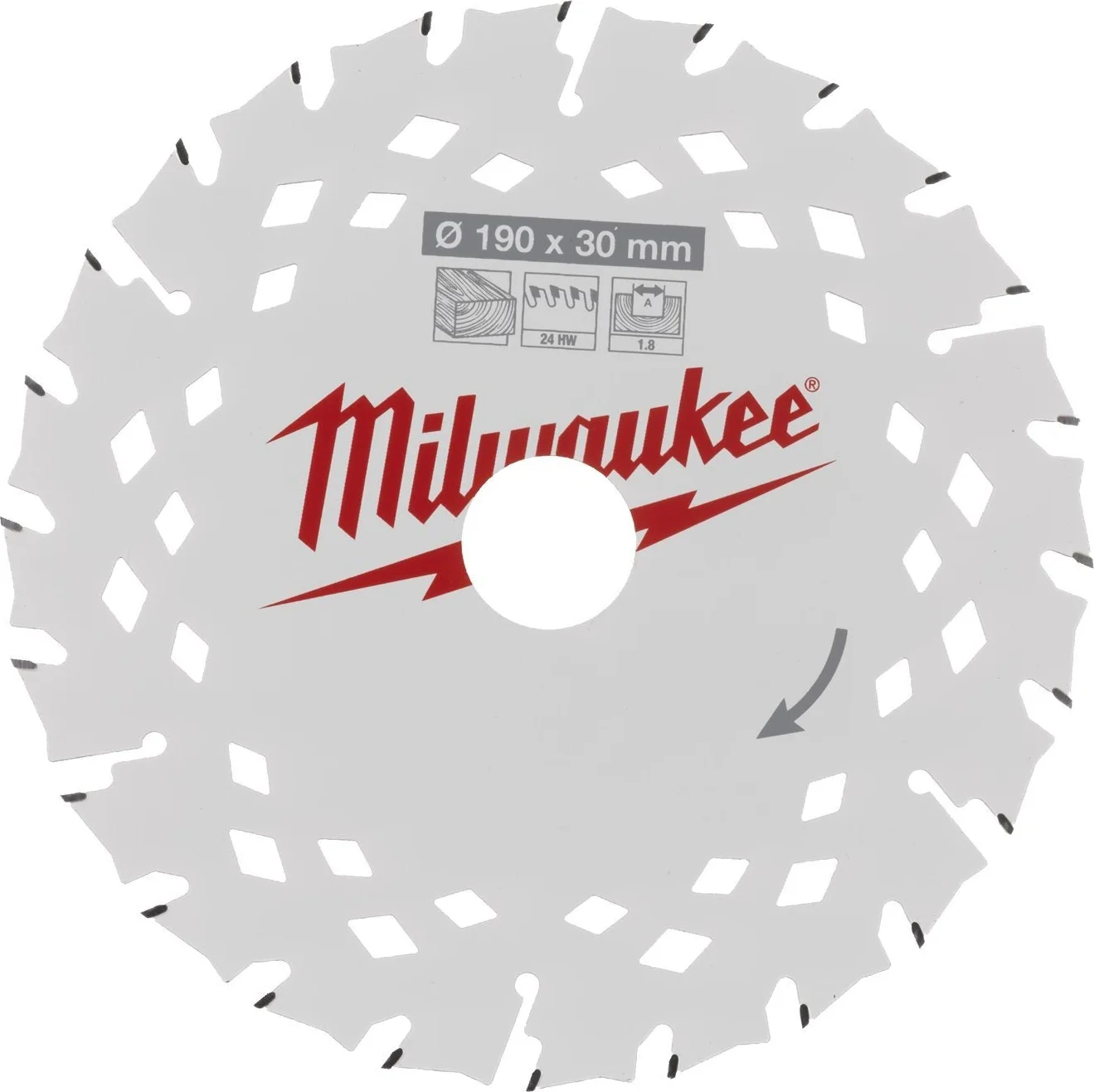 Milwaukee Cirkelzaagblad voor Hout | Ø 190mm Asgat 30mm 24T - 4932498976
