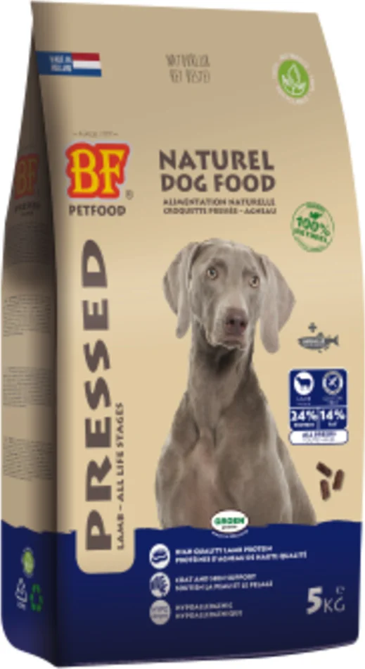 4x BF Petfood Vleesbrok Geperst Hondenbrokken Lam 5 kg