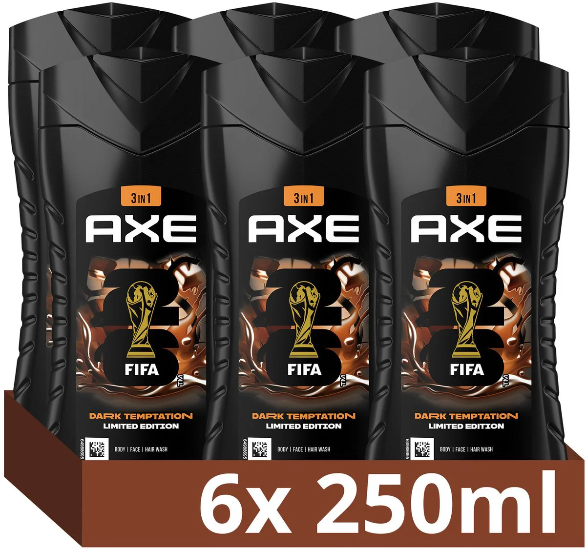 6x Axe 3-in-1 Douchegel Dark Temptation 250 ml