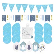 Geboorte Nijntje Blauw Feestpakket - Geboorte Versiering Decoratie - Ballonnen, Slingers En Servetten