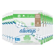 12x Always Maandverband Bio Cotton Protection Ultra Night met Vleugels 8 stuks