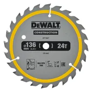 DeWALT Cirkelzaagblad voor Hout | Construction | Ø 136mm Asgat 10mm 24T - DT1947-QZ