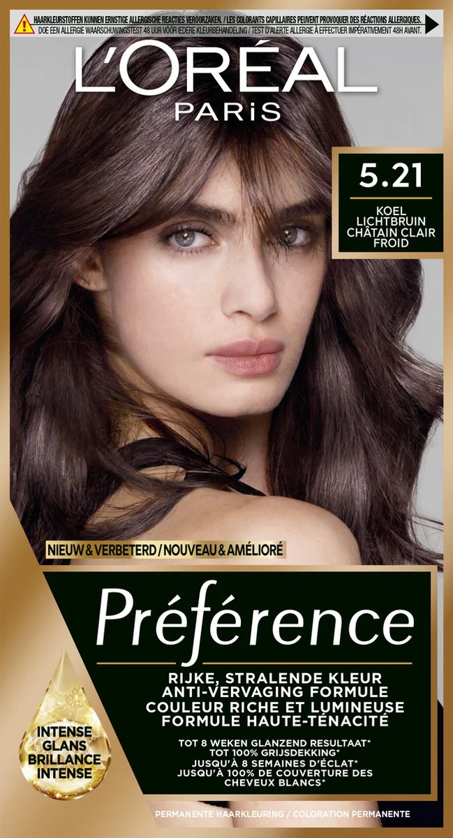 L'Oréal Préférence Permanente Haarkleuring 5.21 Koel Lichtbruin