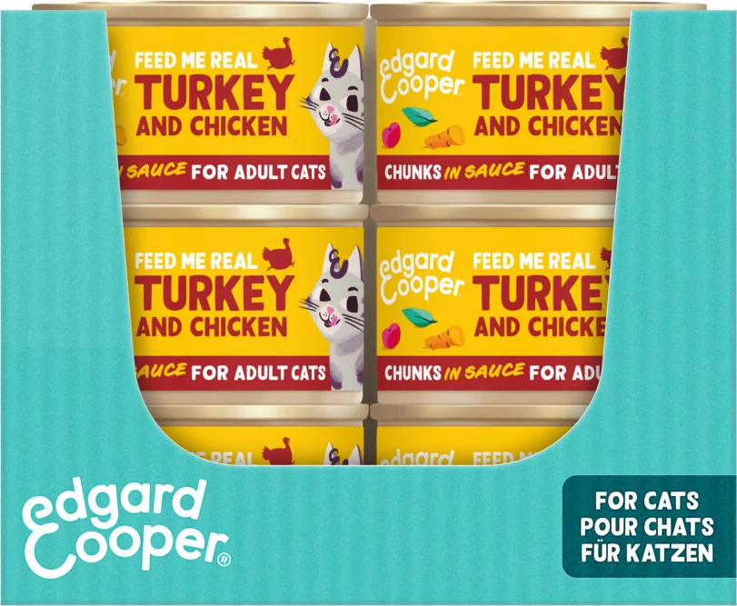 18x Edgard & Cooper Kattenvoer Chunks Kip - Kalkoen 85 gr