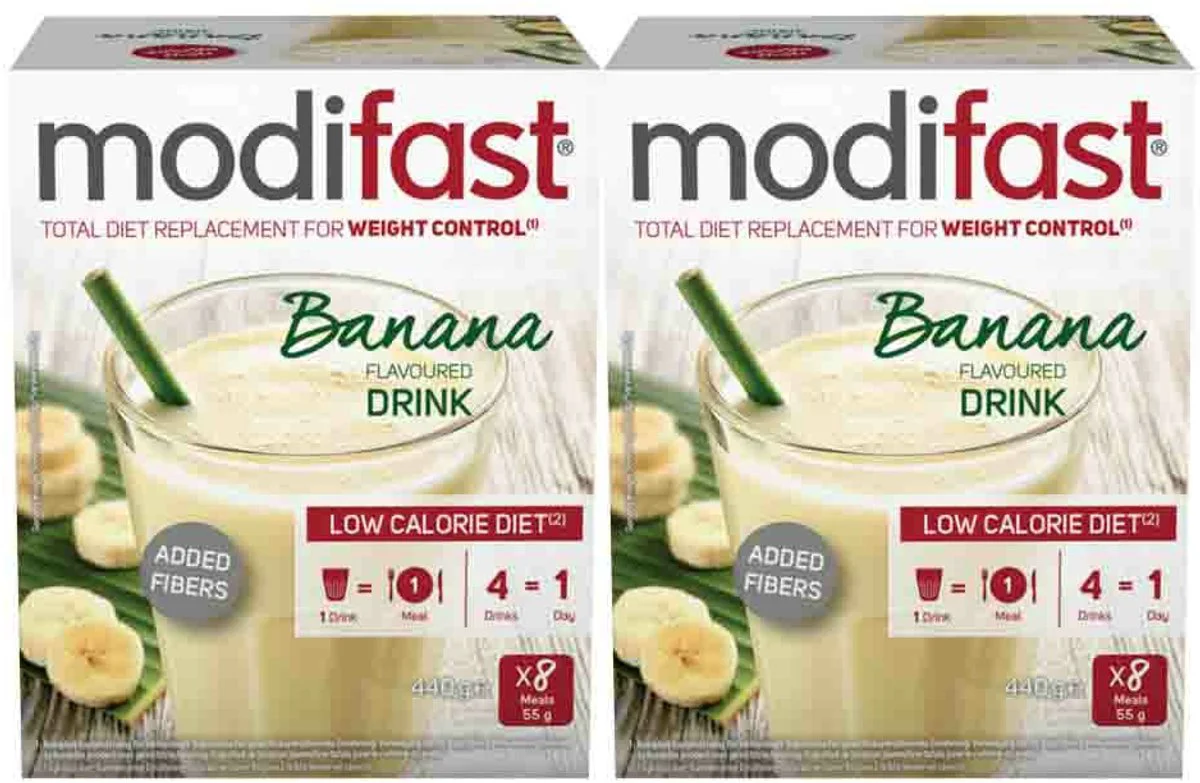 2x Modifast Weight Control Milkshake Banaan 8 x 55 gr