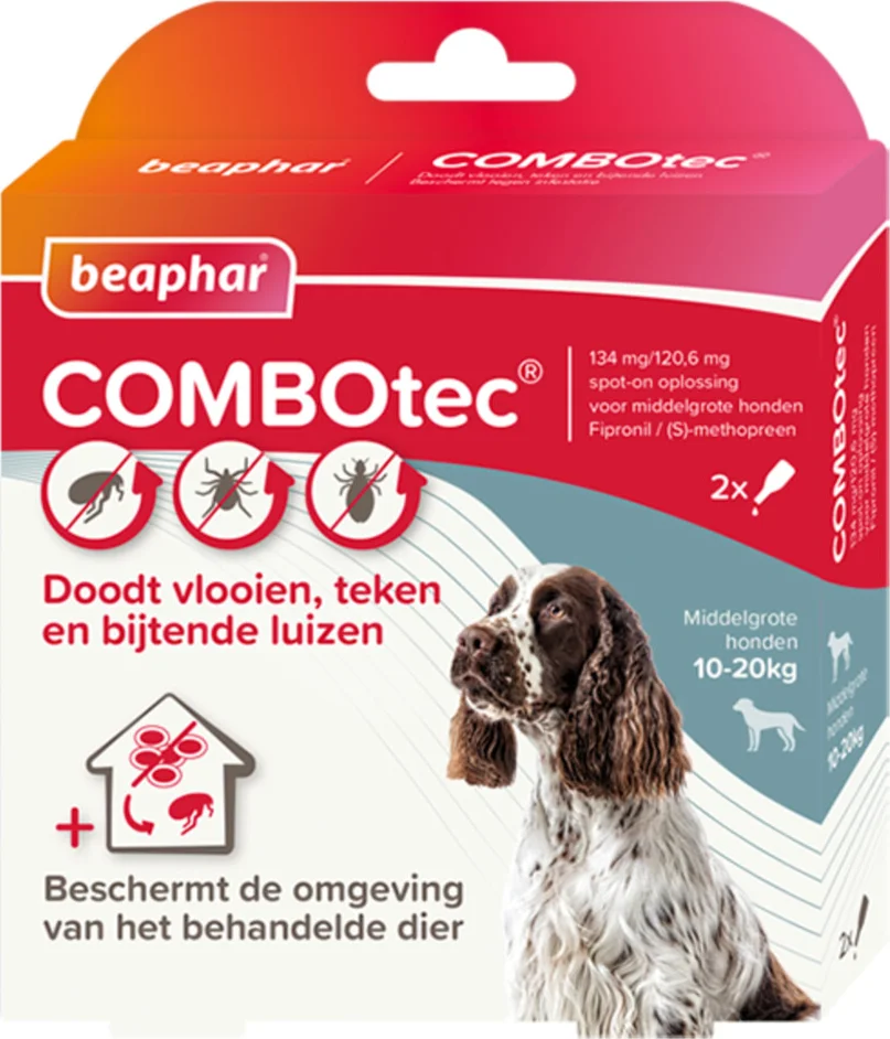 Beaphar Combotec Anti Vlooien en Teken Druppels Hond 10-20 kg 2 pipetten
