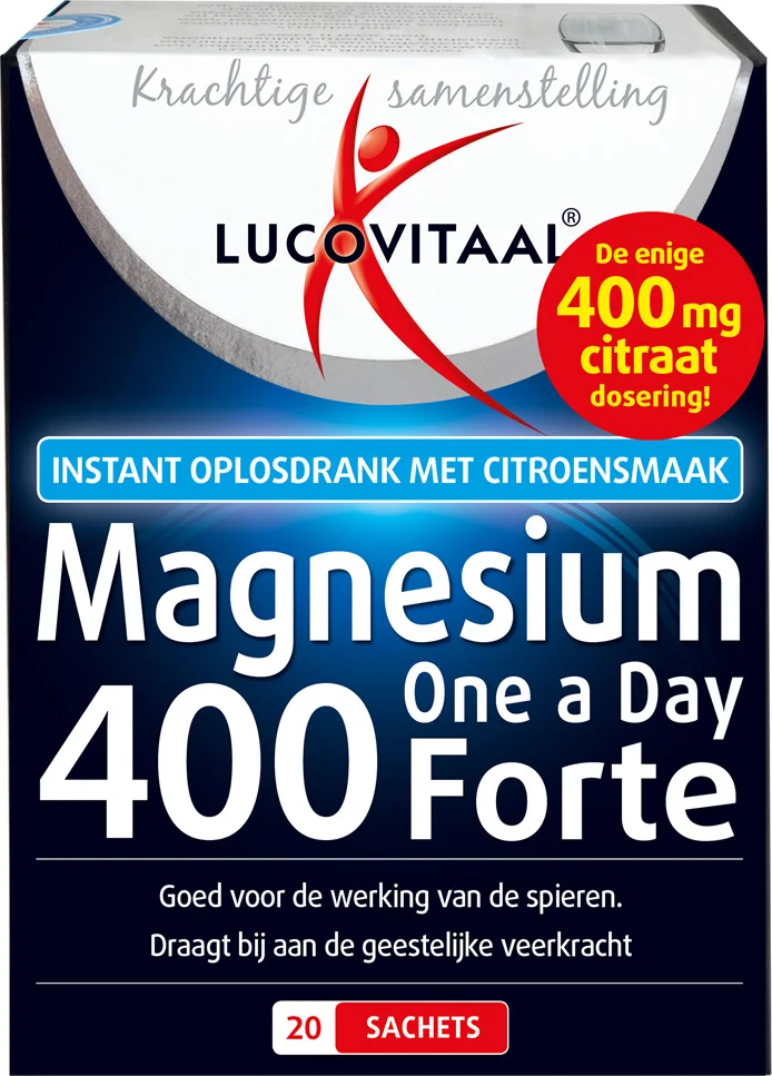 3x Lucovitaal Magnesium 400 Forte One a Day 20 sachets