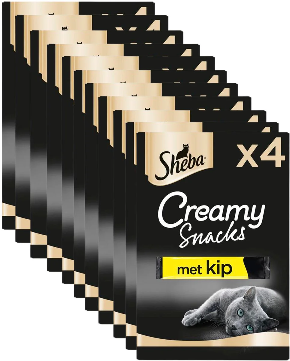 11x Sheba Creamy Snacks Kattensnoepjes Kip 4 stuks