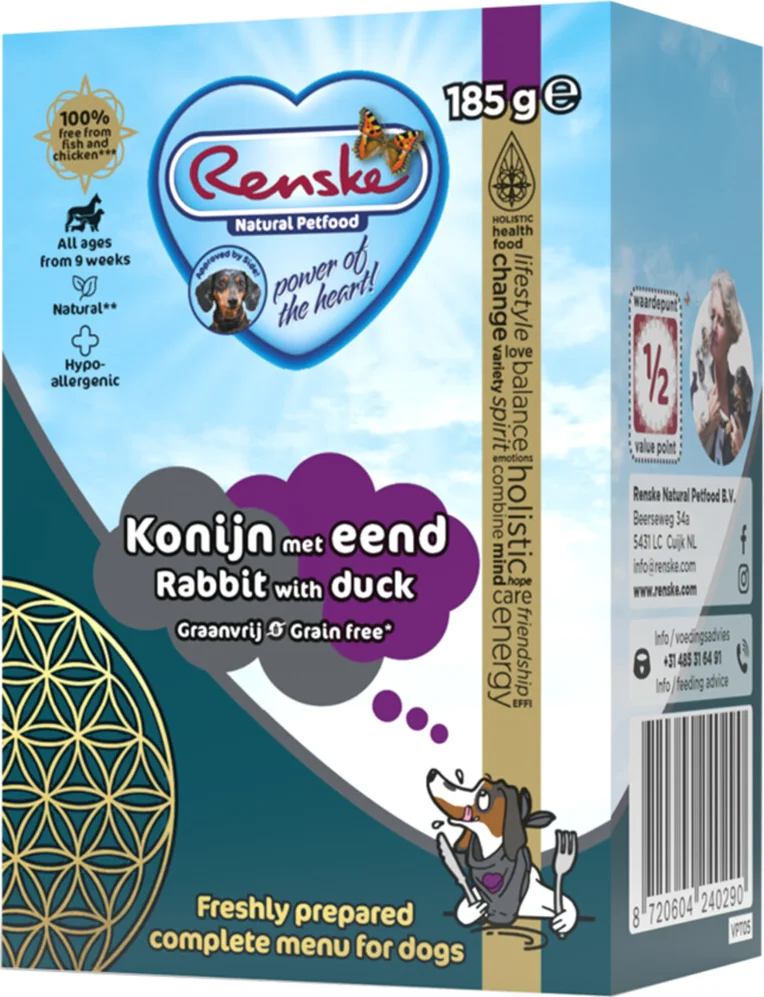Renske Vers Graanvrij Tetra Hondenvoer Nat Konijn met Eend 185 gr