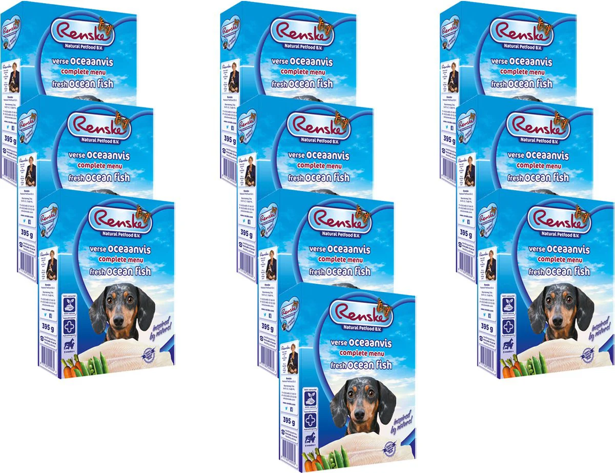 10x Renske Vers Gestoomd Complete Menu Hondenvoer Nat Oceaanvis 395 gr