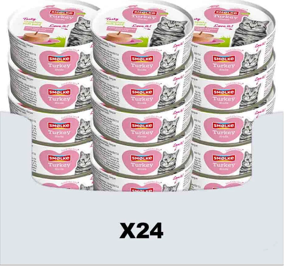 24x Smolke Kattenvoer Soft Paté Kalkoen 80 gr