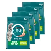 4x Purina ONE Kattenvoer Droog Indoor Kalkoen 3 kg