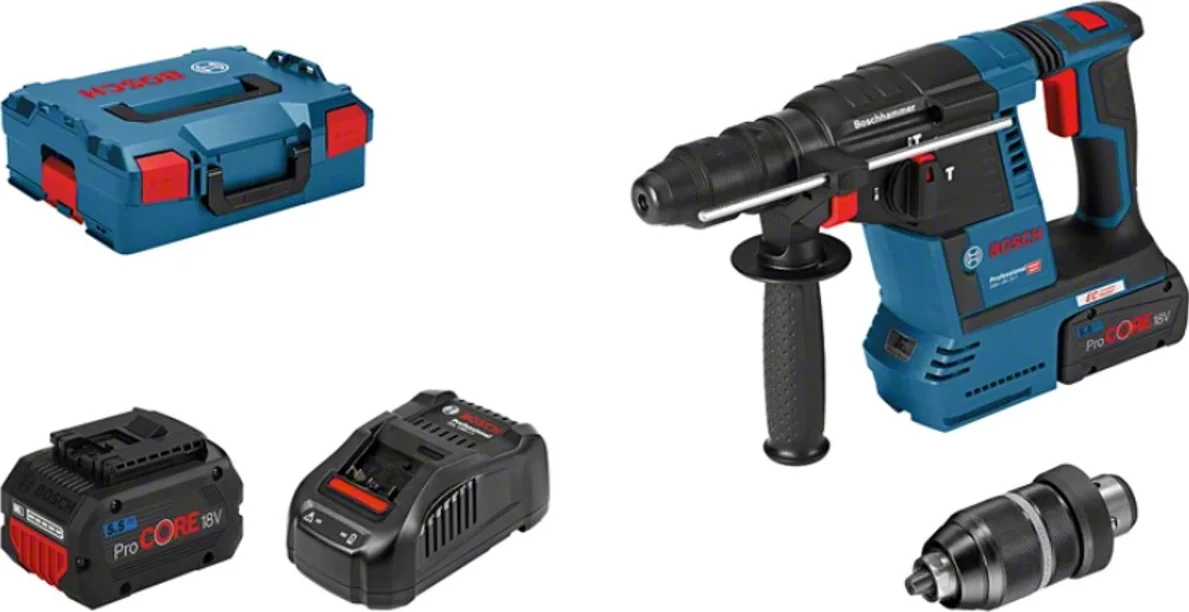 Bosch Professional GBH 18V-26 F Accu combihamer SDS-Plus 2,6J + snelwisselboorkop 18V 5.5Ah in koffer - 061191000F