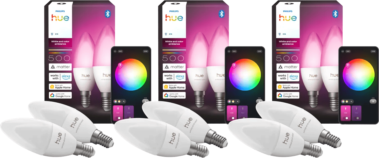 Philips Hue Kaarslamp White and Color E14 6-Pack