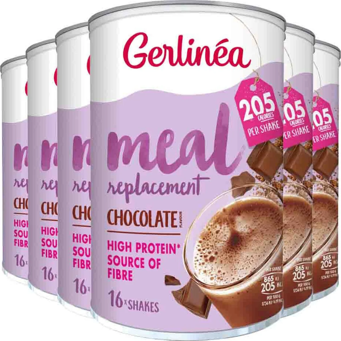 6x Gerlinea Milkshake Chocolade 436 gr