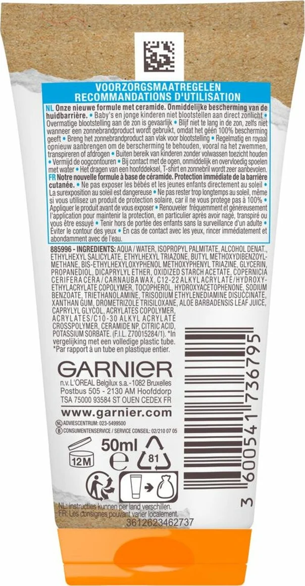 3x Garnier Ambre Solaire Sensitive Expert+ Kids Zonnebrandmelk SPF 50+ Reisformaat 50 ml