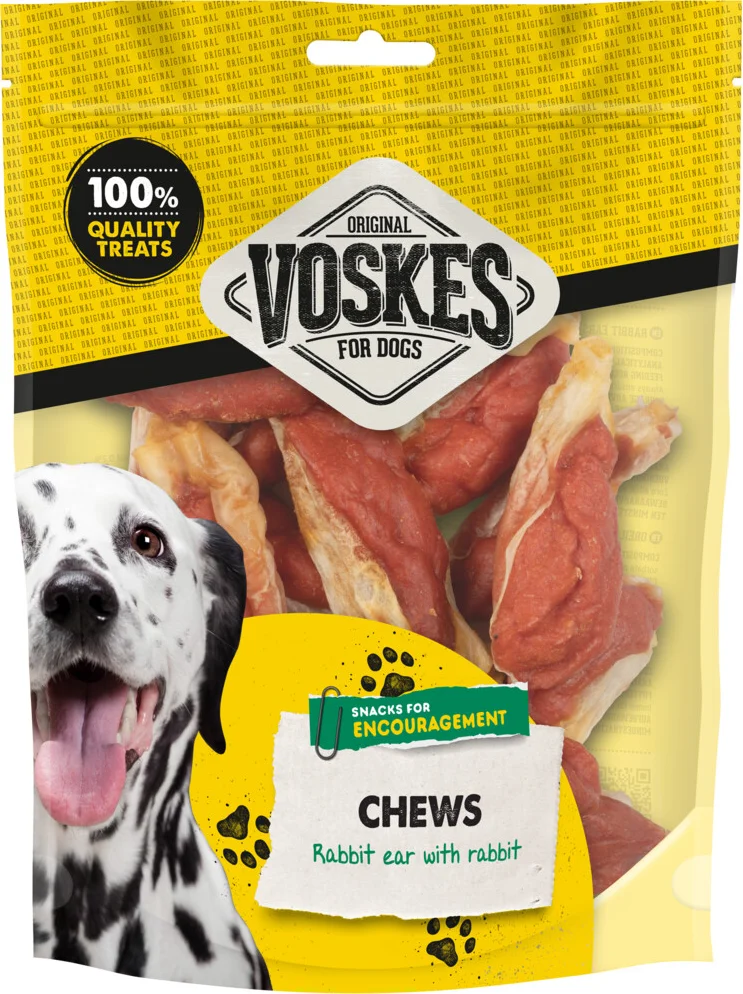15x Voskes Hondensnacks Original Konijnenoren met Konijn 400 gr