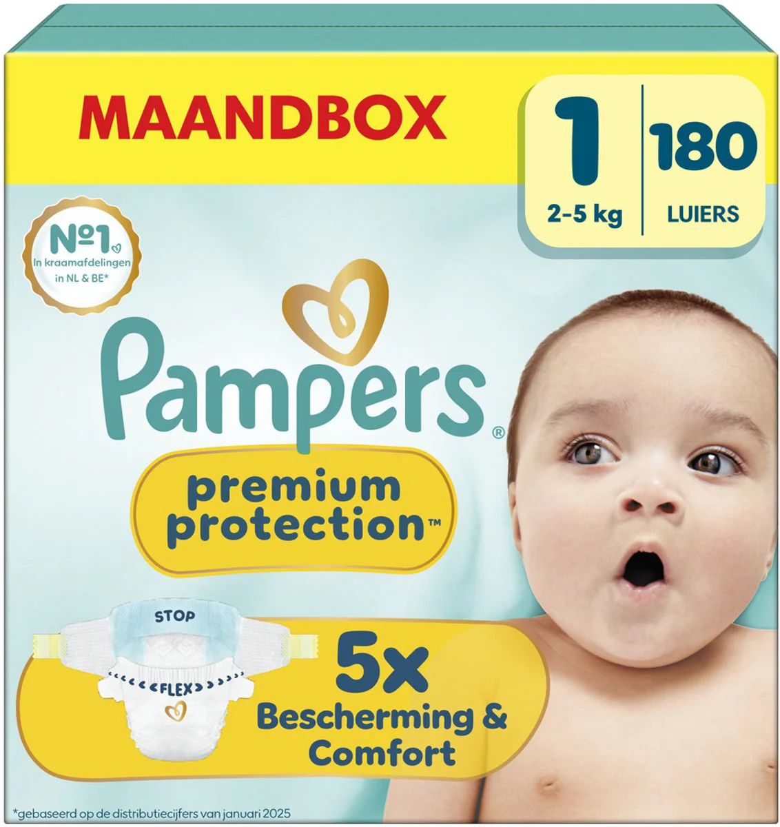 Pampers Premium Protection Luiers Maat 1 (2-5kg) 180 stuks