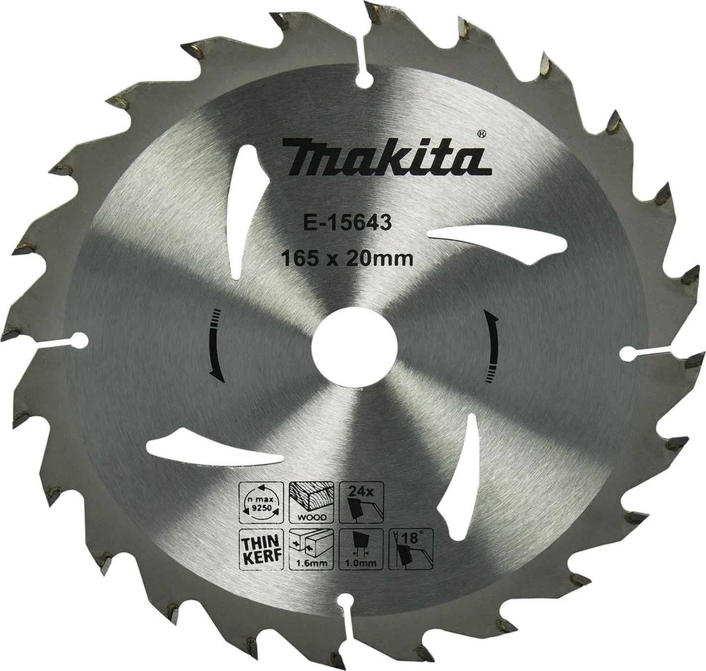 Makita Cirkelzaagblad voor Hout | Ø 165mm Asgat 20mm 24T - E-15643
