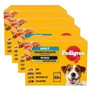4x Pedigree Adult Hondenvoer Maaltijdzakjes in Saus Gevogelte en Groenten 12 x 100 gr