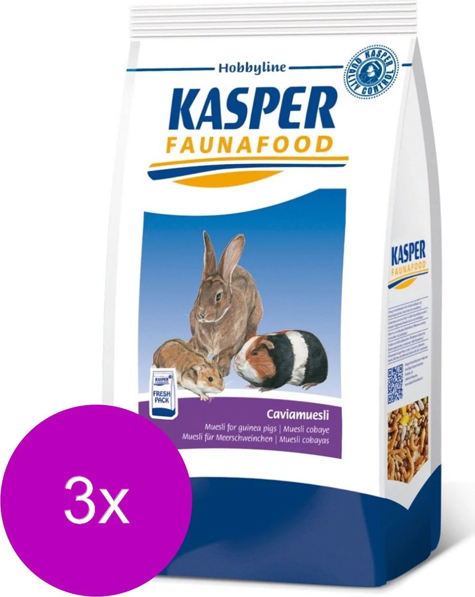 3x Kasper Faunafood Hobbyline Caviamuesli 2,5 kg