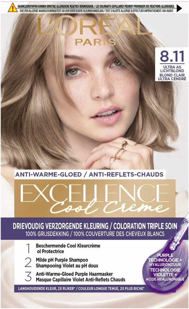 L'Oréal Excellence Cool Crème Permanente Crèmekleuring 8.11 - Ultra As Lichtblond