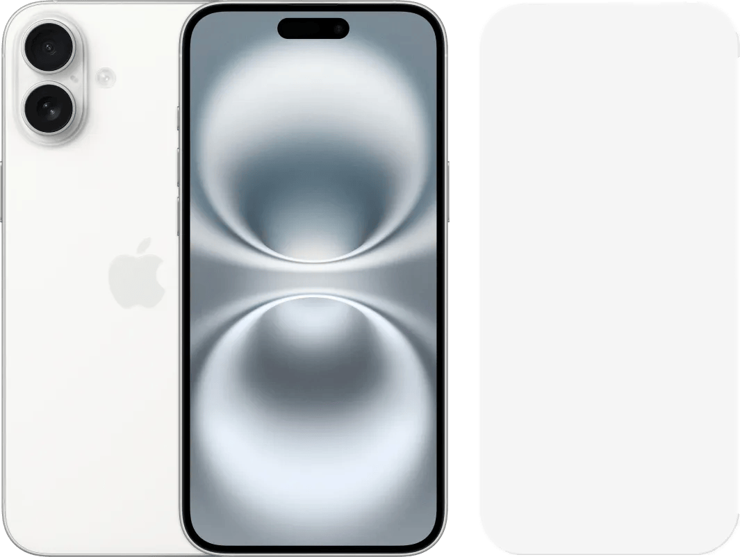 Apple iPhone 16 Plus 128GB Wit + BlueBuilt Screenprotector Glas
