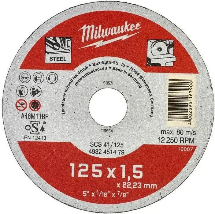 Milwaukee Doorslijpschijf Metaal SCS 41 / 125x1,5x22mm Contractor Series - 4932451479