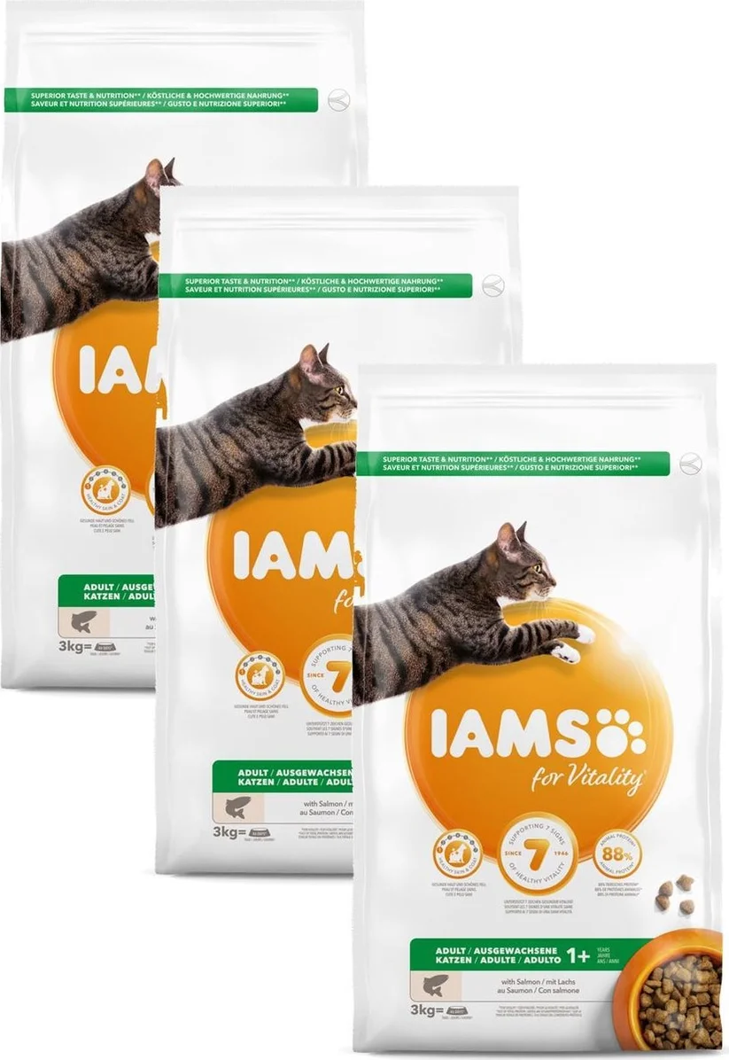 3x IAMS Kat Adult Zalm 3 kg