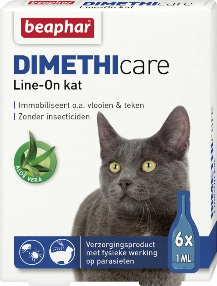 6x Beaphar DIMETHIcare Line-On Anti Vlooiendruppels Kat vanaf 1 kg 6 x 1 ml
