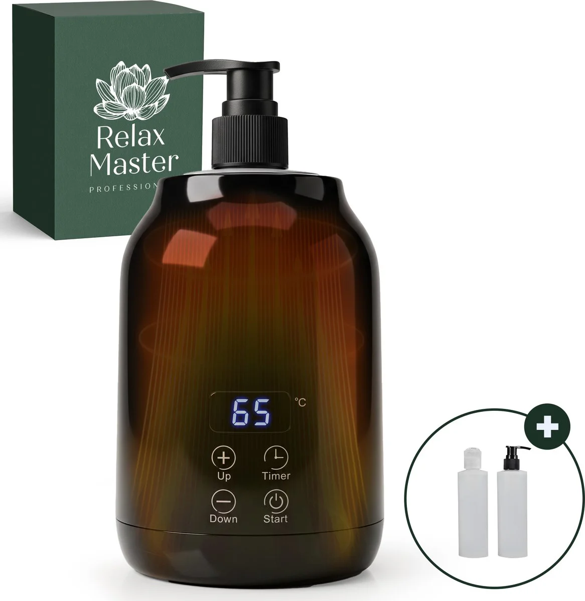 Relax Master Massage Olie Verwarmer - 2 GRATIS dispensers - Spa & Wellness - Elektrische flessenwarmer - Massagesalon - Guasha - Professionele Kwaliteit - Massage olie
