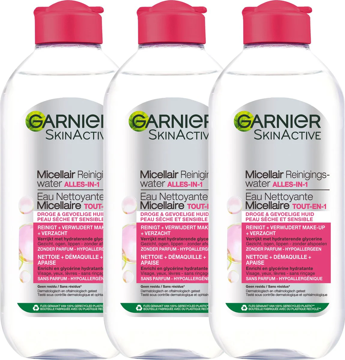 3x Garnier SkinActive Micellair Reinigingswater voor Droge Huid 400 ml
